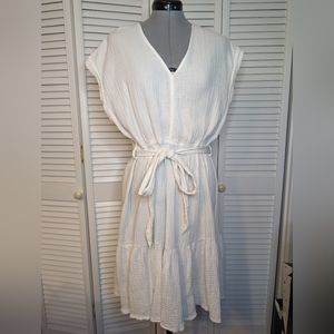 MAGASCHONI White Gauze Ruffle Dress Organic Cotton size L